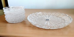 Beautiful, hand polished, never used Czech crystal cake set with a large crystal tray