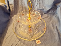 Tulipános üveg emeletes süteményes állvány