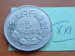 FRANCIA 5 FRANCS FRANK 1933 (a) NIKKEL  XXI.