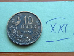 FRANCIA 10 FRANCS FRANK 1951 Alumínium-bronz KAKAS  XXI.