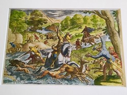ANTONIO TEMPESTA (1555-1630): Őz és vaddisznó vadászat 17. századi rézmetszet !!!