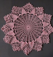 Pink round crochet tablecloth 45cm in diameter