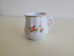 Régi Zsolnay nagy porcelán hasas bögre virágos vintage teás csésze