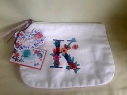 Indiai, monogramos  vászon táska, neszeszer
