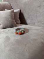 Antique silver ring with corals