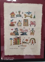Ef zámbó istván (1950-) ebp "New Hungarian Folk Artist" framed size: 42x54 cm.Signo + dry stamps