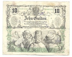 10 gulden 1863 ECHT... bélyegzés és érvénytelenítő bélyegzővel. RRR