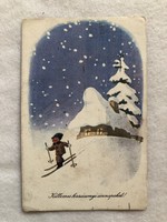 Régi Karácsonyi képeslap, rajzos levelezőlap - Kecskeméty Károly rajz
