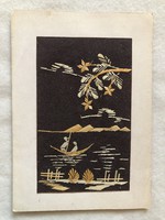 An old postcard with an interesting elaboration, a sheet - perhaps woven from reeds and fibers