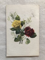 Old floral postcard with roses