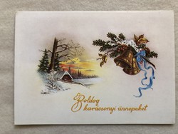 Régi Karácsonyi képeslap, grafikus levelezőlap - Hatvany Józsefné
