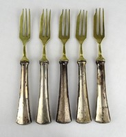 1H821 old copper head silver fork set of 5 pieces