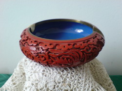 Chinese cinnabar engraved lacquer ashtray / chinese cinnabar lacquer ashtray