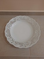 Nagy Fehér Herendi áttört fali dísz tál, tányér 39,5 cm