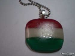 Hungarian pendant made of fused original tiffany glass: