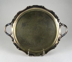 1H534 Antique Silver Plated Tray with Curled Edge 33.5 Cm