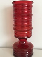 Piros üvegváza, 25 cm magas