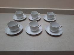6 white Herend cappuccino cups + saucer set for sale!