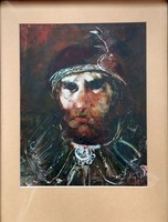 Szász Endre "Nemes úr portréja" - festmény 1963-ból eredeti keretében