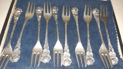 Silver snack fork with pink end 10 pcs