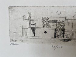 Jenő Barcsay: house. Etching, paper, marked, numbered: 31/100.