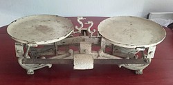 Antique marked chamber Art Nouveau design cast iron with two pan scales