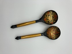 Hand painted and varnished Russian wooden spoons