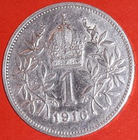 I. Ferenc József osztrák- magyar ezüst (0,835) 1 koronása 1916 KM 2820