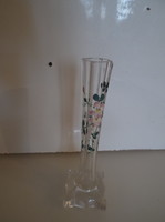 Vase - hand painted - old - thick - 15.5 x 4.5 x 4.5 cm - glass - German - flawless
