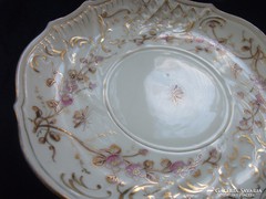 19.sz Rokokó Royal Vienna aranykontúrozott virág,rovar  dombormintás tányér