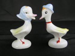 Duck boy + duck girl mini porcelain figurines
