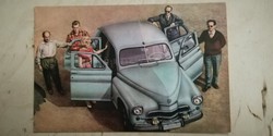 Old retro cars postcards with 11 types of pottery documentation sheets