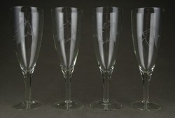 1H866 old polished champagne glass set 4 pieces