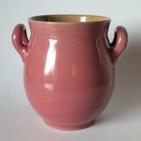 Zsolnay pink jar, silk, 14.5 cm in a bowl