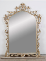 Silver painted carved wooden mirror