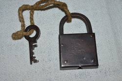 Old padlock with its own key