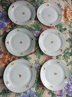 Régi zsolnay virágmintás süteményes tányér készlet 6 db-os