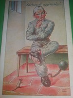 Antik 1920-30. Kaszás Jámbor humoros képeslap :Zárkózott egyéniség.képek szerint Barasits