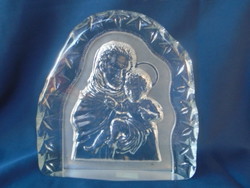 Virgin Mary, Madonna with Child Jesus in very heavy heavy crystal glass costa 1874 grams