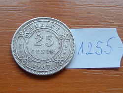 Belize 25 cent 1987 copper-nickel, queen elizabeth the second # 1255