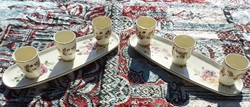 Zsolnay gilded flower and butterfly patterned brandy stampedlis set for 3 + 3 persons