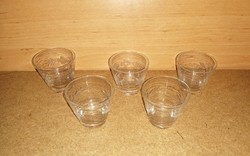 Antik metszett töményes üveg pohár készlet 5 db (6/K)