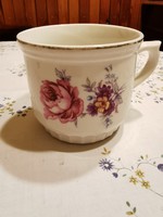 Large rosy porcelain mug with roses