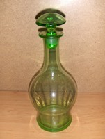 Gyönyörű antik zöld üveg ital kínáló palack dugóval (fp)