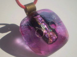 Unique necklace with purple tiffany glass