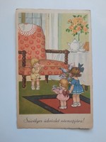 Antique postcard, postcard, name day greeting card, 40s