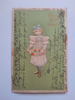 Antik dombornyomott húsvéti üdvözlőlap, levelezőlap, 1904