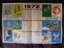 Sportpropaganda fali naptár 1972 Játékkártyagyár -  57 x 38 cm