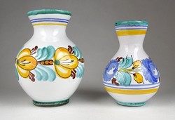 1H922 Haban patterned floral ceramic vase 2 pieces