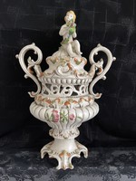 Antik nagy csodás Olasz BASSANO porcelán urna váza